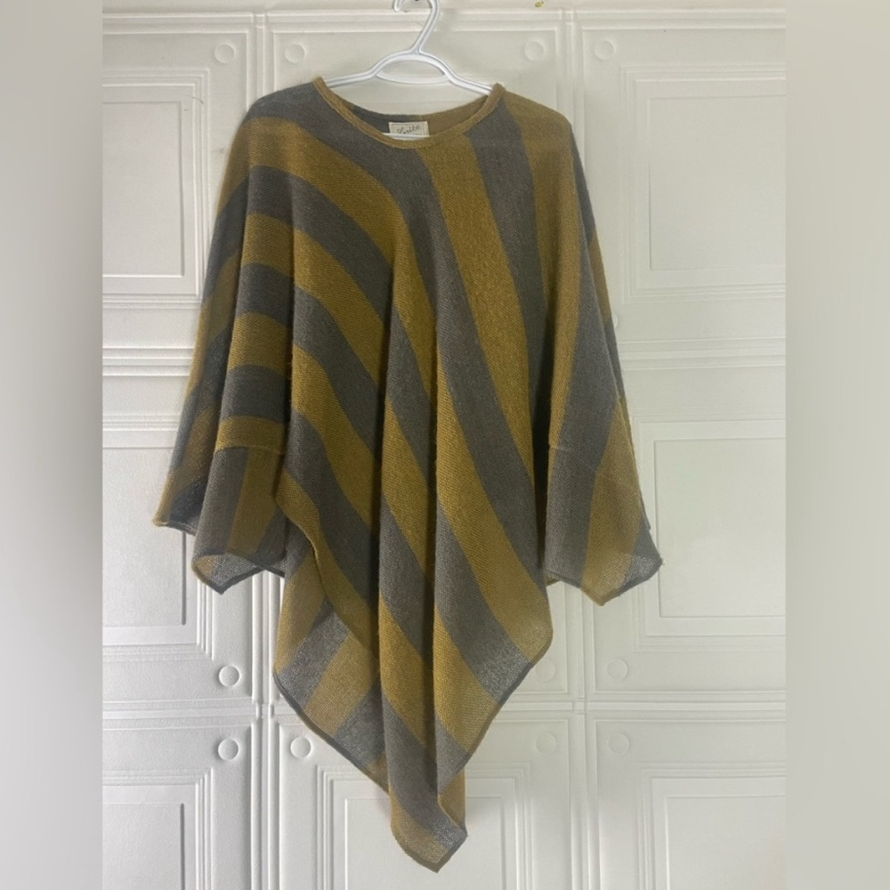 Striped Gray and Tan Women's Poncho